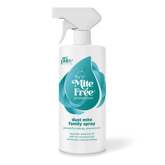 Mite Free dust mite family spray bottle on a white background