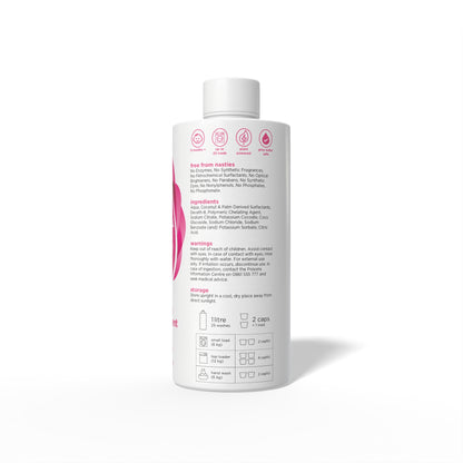 Back view of SoPure Gentle Baby Laundry Detergent 1 L, showing directions.